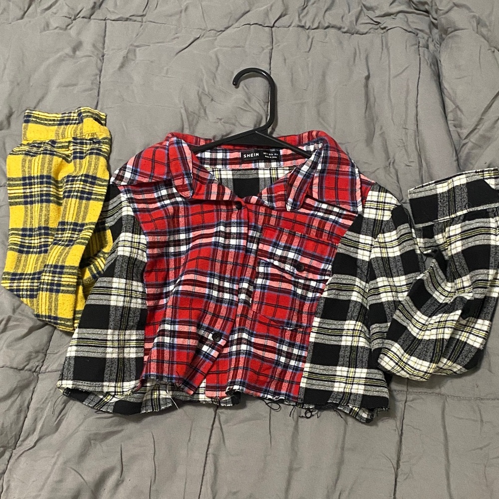 SHEIN Multicolor Plaid Cropped Top